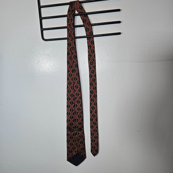 Brooks Brothers Makers Mens Silk Tie Necktie Maroon Blue geometric design - Picture 6 of 6